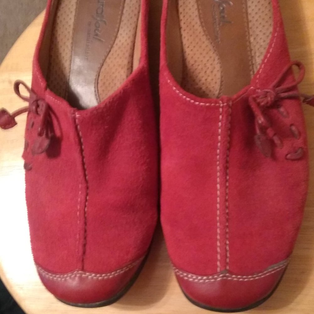 Red suede casual flats